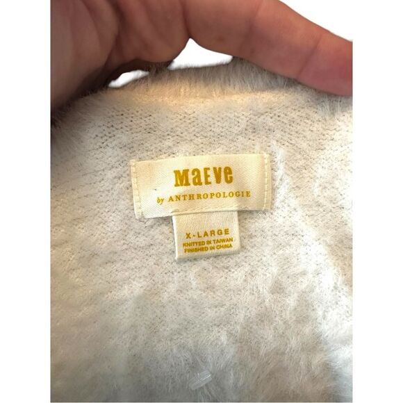 Maeve Eyelash Knit Sweater Tee White Scoop Neck Short Sleeve Top XL - Picture 8 of 8